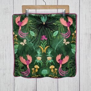 Kate Merritt KM Maximalist Velvet Cushion Cover Green Tropical Birds Floral 50cm